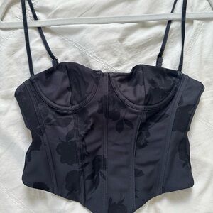 White fox rose pattern corset top size XS